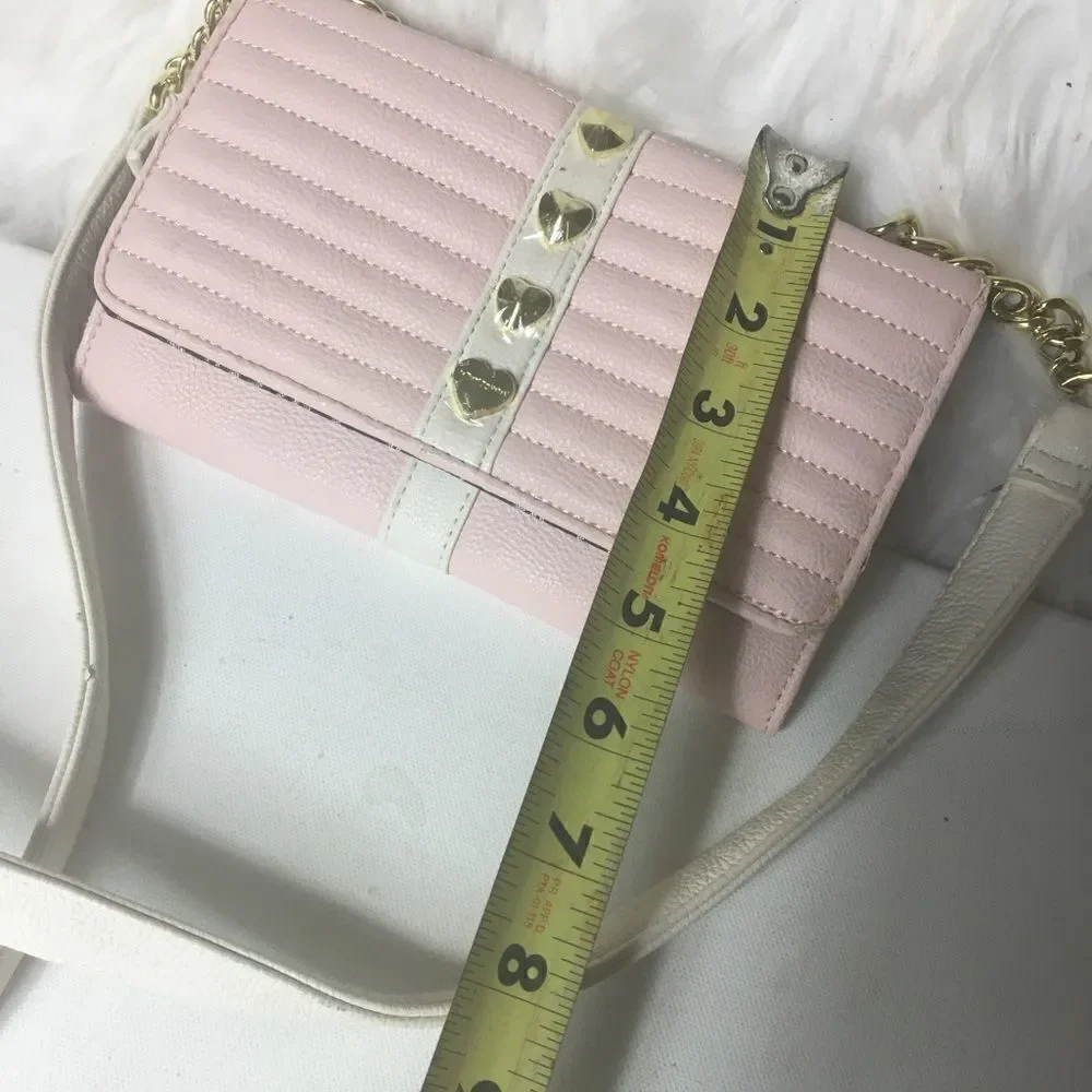 Betsey Johnson pink & beige crossbody/wallet bag